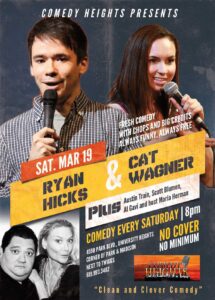 ryan hicks and cat wagner at comedy heights